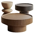 Modern Round Wooden Coffee Tables in Black and Natural Wood with Simple Stylish Design
