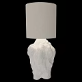 Modern Table Lamp With Neutral Fabric Shade And White Textured Base 3d model
