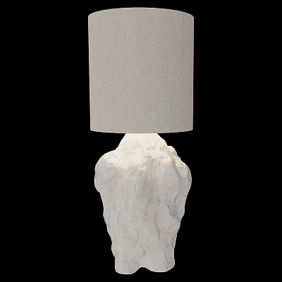 Modern Table Lamp With Neutral Fabric Shade And White Textured Base 3d model
