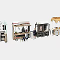 Various Designed Functional Mobile Carts With Canopy Display Countertops Seats For Commercial Use