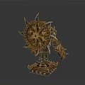 Steampunk Mechanical Weapon With Large Spiked Gear And Metallic Base Intricate Industrial Design Elements