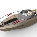 Sleek Modern Yacht Exterior With Red Accents And Stylish Features