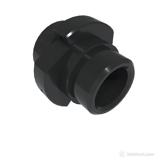 Durable Black Threaded Hexagonal Mechanical Connector Component For Industrial Applications 3d model