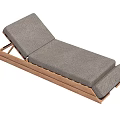 Modern Outdoor Lounge Chair With Wooden Frame Gray Cushion And Adjustable Backrest