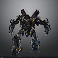 Detailed Mechanical Robot Figure With Colorful Armor Plates And Weapon Components