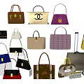 Stylish Assorted Handbags and Suitcases Featuring Colorful Patterns and Design Details