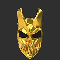 Stylish Golden Horned Hat with Mask Like Design and Ornate Details