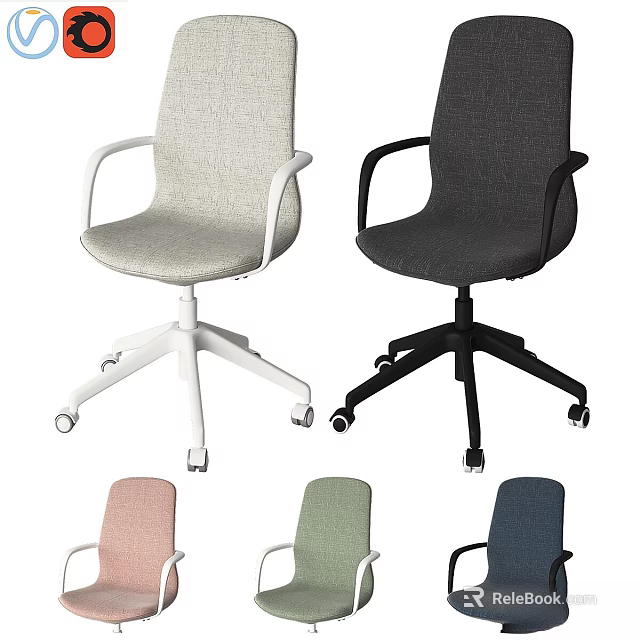 Modern Desk Chair Set With Various Colors Swivel Wheels And Armrests 3d model 