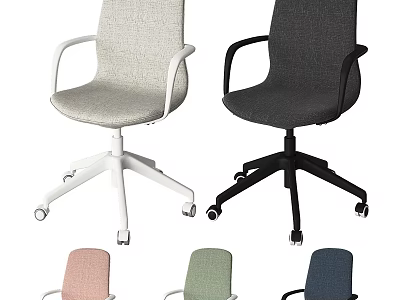 Modern Desk Chair Set With Various Colors Swivel Wheels And Armrests 3d model