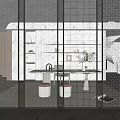 Modern Glass Partition With Textured Patterns For Elegant Home Interior Decorative Design 3d model