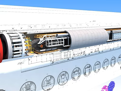 Large Cylindrical Industrial Equipment Design With Internal Mechanical Platforms Support Frames And Technical Diagrams 3d model