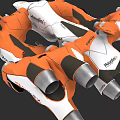 Hoversurf Futuristic Flying Car With Orange White Streamlined Body And Multiple Engines
