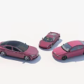 Three Pink Cars In Various Styles Including Sedan And Sports Car Design