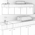 Modern Kitchen Interior With Marble Countertop Stainless Steel Sink And Faucet