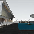 Sales office curve of modern demonstration area 3d model