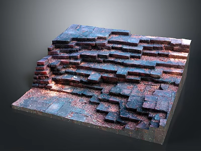 Modern Stacked Brick Structure With Textured Surfaces And Dynamic Light Shadow Effects 3d model