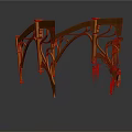Wooden Architectural Structure With Intricate Carved Details And Hanging Vines