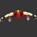 Character in Red Vest Blue Jeans Red Sneakers with Red Green Hat and Arms Outstretched