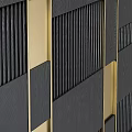 Black Gold Modern Geometric Striped Textured Panel Wall Decor