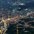 Aerial Urban Planning Night View Cityscape With Road Network And Lighting Elements