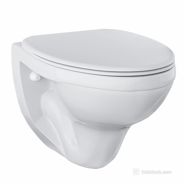 Sleek White Wall Mounted Toilet with Modern Design and Clean Lines in Bathroom 3d model 