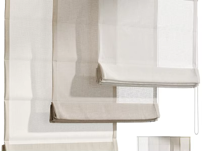 Beige And White Fabric Roller Blinds With Modern Design For Home Decoration 3d model