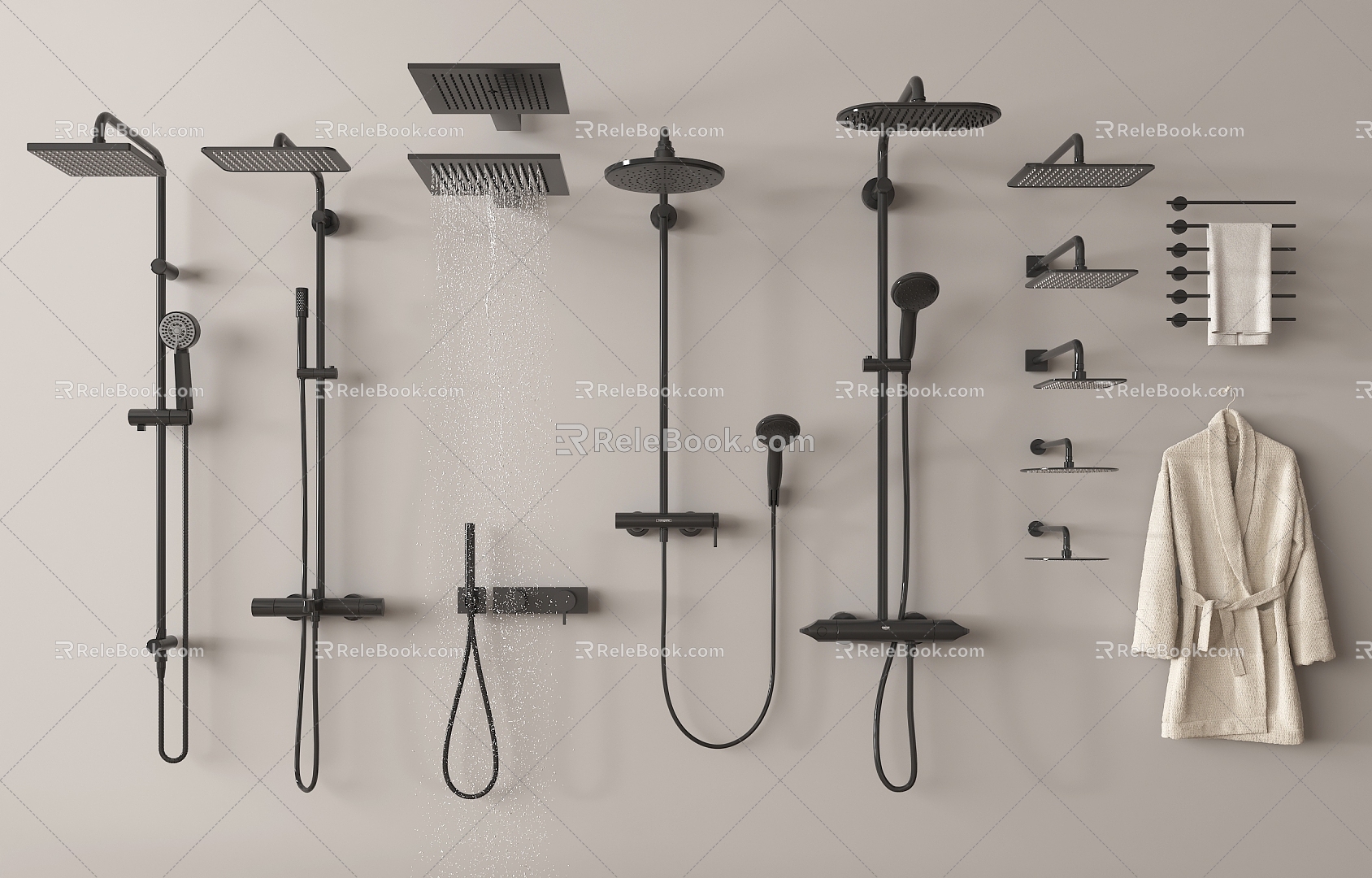 Shower Top Shower Towel Rack Bathroom Hardware Shower 3d model