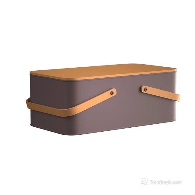 Ceramic Decorative Container with Gray Body Brown Lid and Functional Handles for Home Storage 3d model 