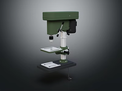Green Drill Press Equipped Workbench Furniture With Stable Black Base 3d model