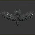 Game Movie Character Fantasy Winged Wolf Creature With Angular Feathered Wings Design 3d model