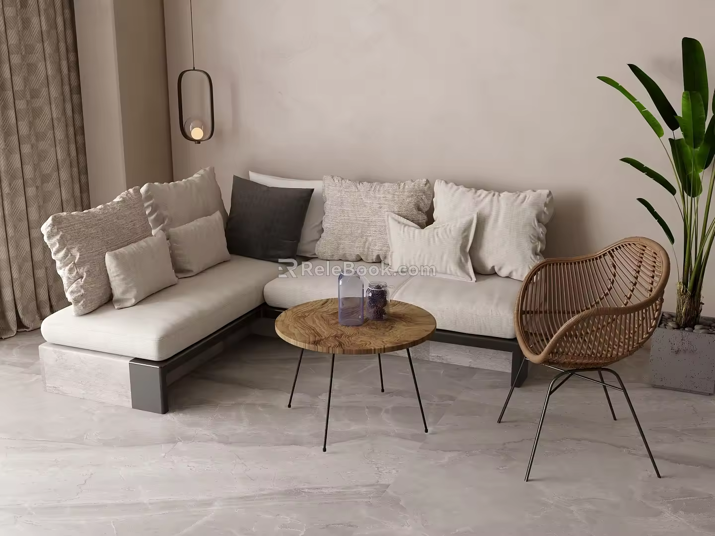 Modern sofa coffee table combination 3d model