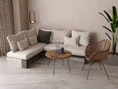 Modern sofa coffee table combination 3d model