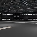 Spacious Industrial Warehouse Interior With Metal Roof Hanging Lights And Windows