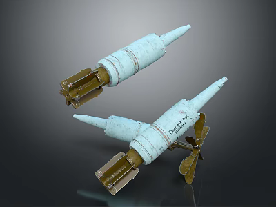 White Military Missiles With Metal Components And Clyde Design Details 3d model