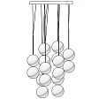 Modern Chandelier With Glass And Gold Spheres Hanging In Cluster Arrangement