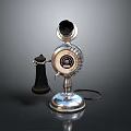 Vintage Silver Metal Rotary Dial Telephone with Black Handset and Classic Design