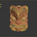 Traditional Handcrafted Wooden Mask With Intricate Carvings And Pearl Eyes Design