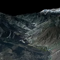 Breathtaking Garden Landscape With Snow Capped Mountains Valleys And River