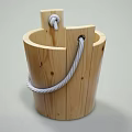 Wooden Bucket Ornamental Decor Set with Rope Handle for Home Decoration