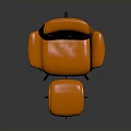 Modern Orange Upholstered Armchair With Matching Ottoman And Black Base