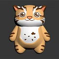 Cute Cartoon Style Cat Sculpture With Brown White Stripes And Adorable Decorative Design