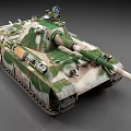3D Rendered Military Tank With Green White Brown Camouflage Turret Gun Barrel And Tracks