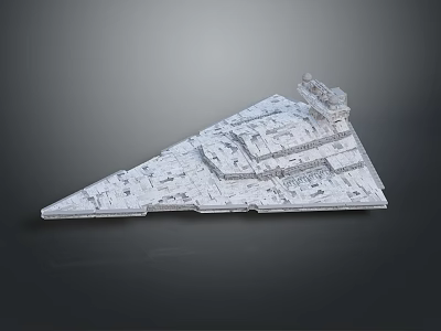 Detailed Space Starship Model With Triangular Structure And Cosmic Design Elements 3d model