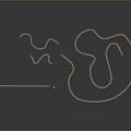 Metallic Wire Art Sculpture Featuring Curved And Straight Lines On Dark Shiny Background