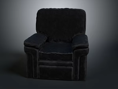 Black Velvet Armchair with Armrests and Backrest Simple Design for Living Room 3d model