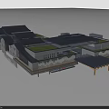 Cultural Center Building Featuring Traditional Layered Roofs Green Garden And Modern Elements