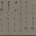 Various Modern Shower Head Designs With Handheld And Overhead Options For Bathroom 3d model