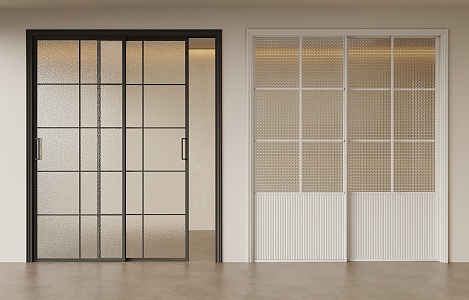 Modern metal frame glass sliding door 3d model