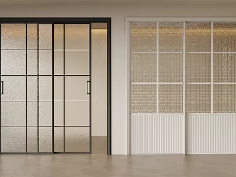 Modern metal frame glass sliding door 3d model