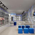 Handmade Dolls Shopping Mall Retail Store With Display Shelves And Blue Cabinets